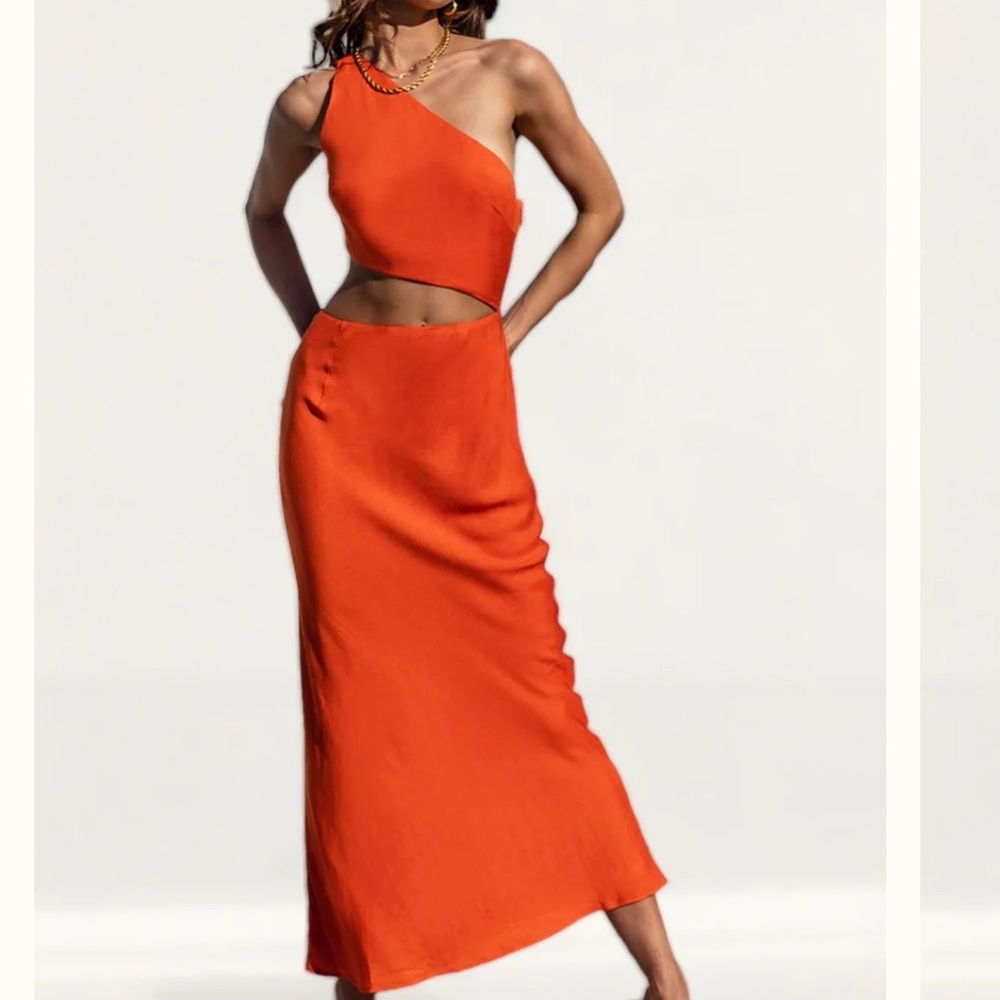 Chic One-Shoulder Orange Runaway the Label Dress